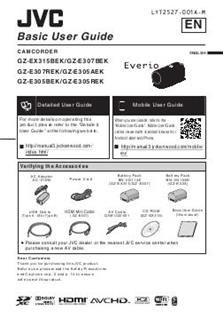 JVC Everio GZ EX315 manual. Camera Instructions.